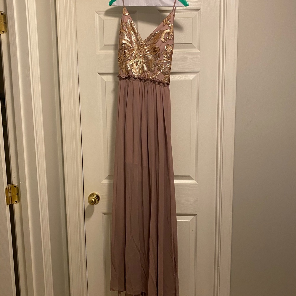Spaghetti Strap Maxi Dress with Sequin Top